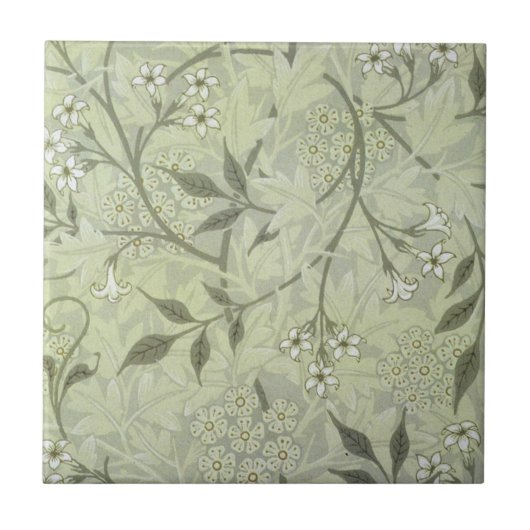 William Morris Jasmine Botanische Vintage Antiek Tegeltje (Voorkant)