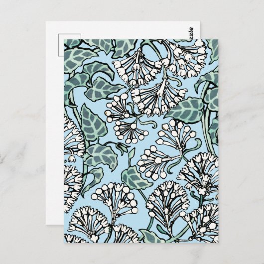 William Morris Jasmine en Bladeren Patroon Briefkaart (Voorkant / Achterkant)