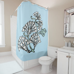 William Morris Jasmine en Bladeren Patroon Douchegordijn