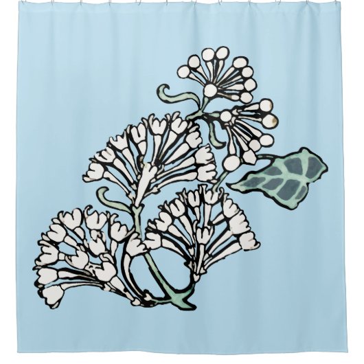 William Morris Jasmine en Bladeren Patroon Douchegordijn (Voorkant)