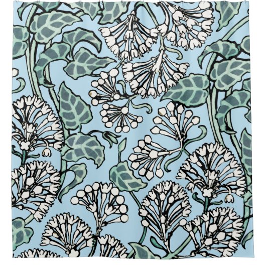 William Morris Jasmine en Bladeren Patroon Douchegordijn (Voorkant)