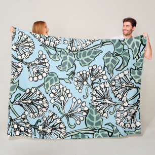 William Morris Jasmine en Bladeren Patroon Fleece Deken