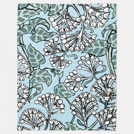 William Morris Jasmine en Bladeren Patroon Fleece Deken (Voorkant)