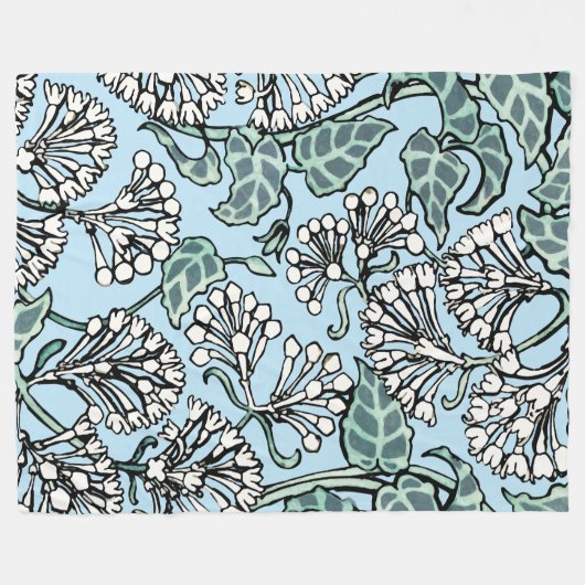 William Morris Jasmine en Bladeren Patroon Fleece Deken (Voorkant (Horizontaal))