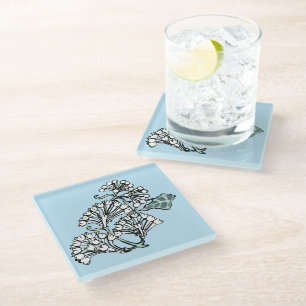 William Morris Jasmine en Bladeren Patroon Glazen Onderzetter