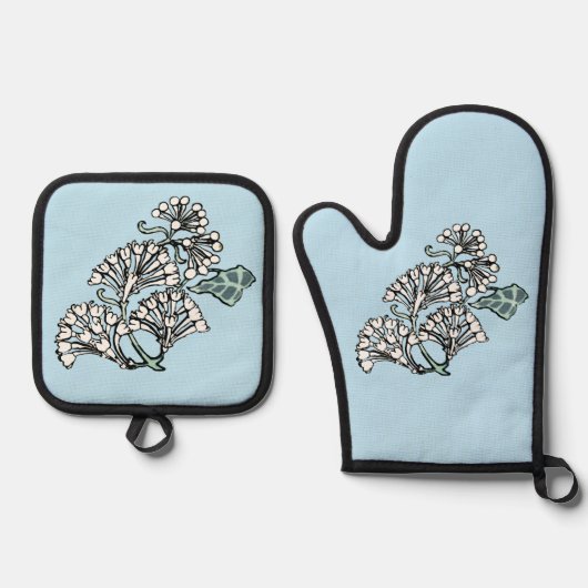 William Morris Jasmine en Bladeren Patroon Ovenwant & Pannenlap Set (Voorkant)