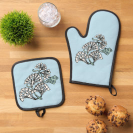 William Morris Jasmine en Bladeren Patroon Ovenwant & Pannenlap Set