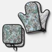 William Morris Jasmine en Bladeren Patroon Ovenwant & Pannenlap Set (Voorkant / Achterkant)