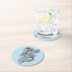 William Morris Jasmine en Bladeren Patroon Ronde Kartonnen Onderzetter