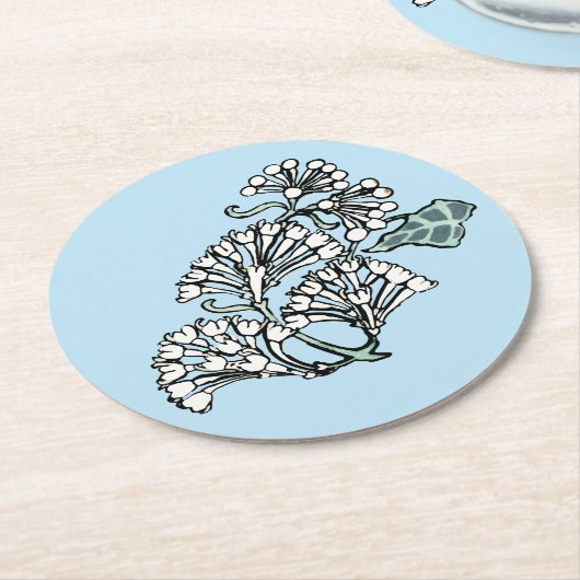 William Morris Jasmine en Bladeren Patroon Ronde Kartonnen Onderzetter (Gebogen)