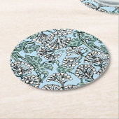 William Morris Jasmine en Bladeren Patroon Ronde Kartonnen Onderzetter (Gebogen)