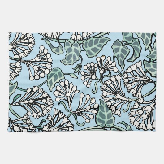 William Morris Jasmine en Bladeren Patroon Theedoek (Horizontaal)