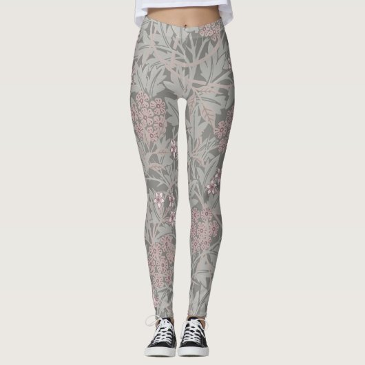 William Morris Jasmine Flower Pattern Leggings (Voorkant)