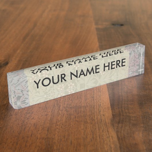 William Morris Jasmine Flower Pattern Naambordje (Zijkant)