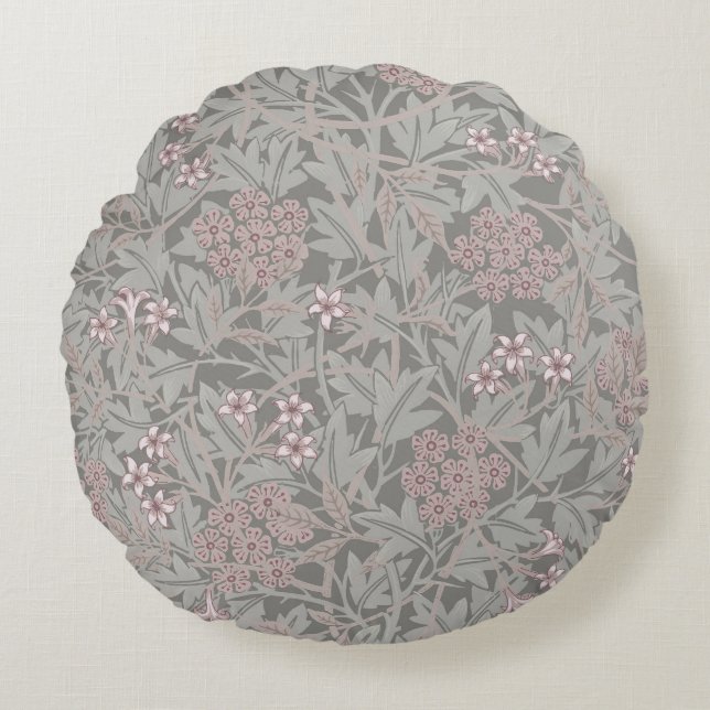 William Morris Jasmine Flower Pattern Rond Kussen (Voorkant)