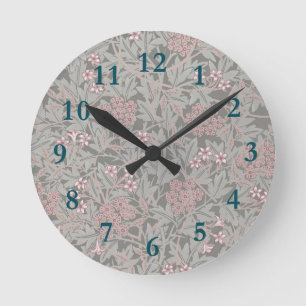 William Morris Jasmine Flower Pattern Ronde Klok