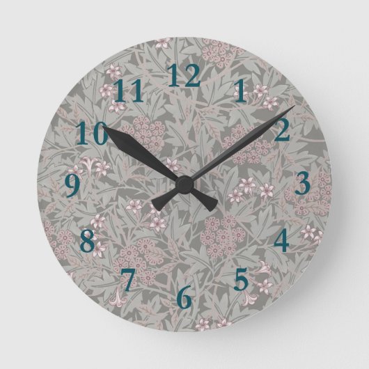 William Morris Jasmine Flower Pattern Ronde Klok (Voorkant)