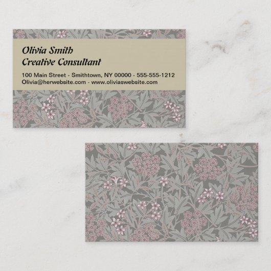 William Morris Jasmine Flower Pattern Visitekaartje (Voorkant / Achterkant)