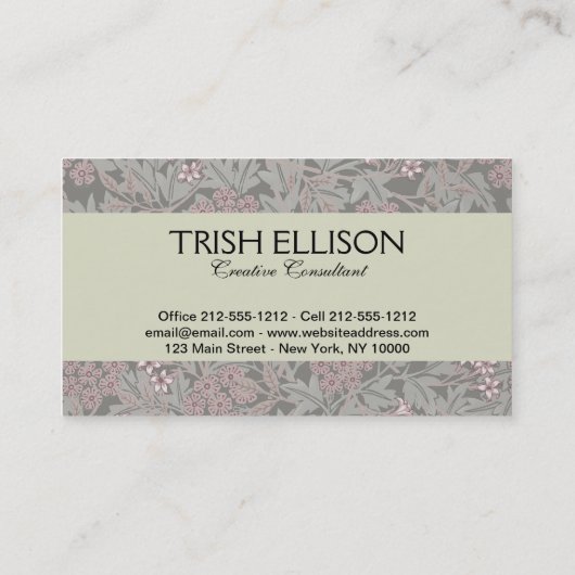 William Morris Jasmine Flower Pattern Visitekaartje (Achterkant)