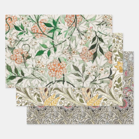 William Morris Jasmine Garden Flower Classic Inpakpapier Vel (Set)