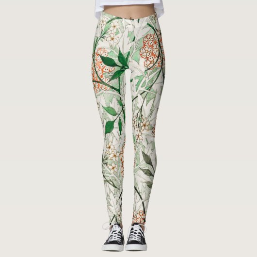 William Morris Jasmine Garden Flower Classic Leggings (Voorkant)