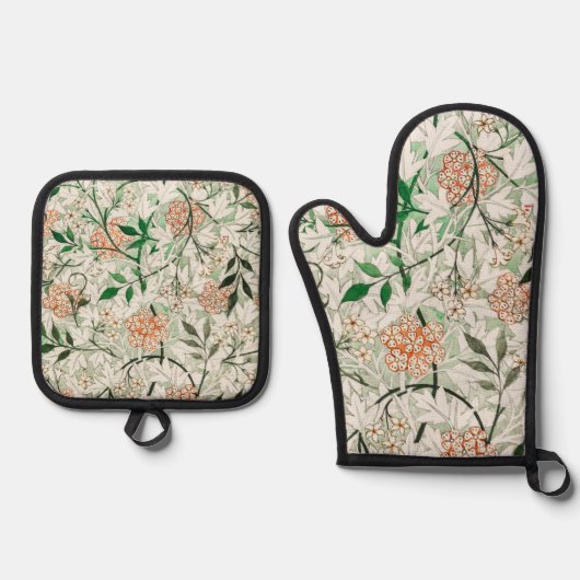 William Morris Jasmine Garden Flower Classic Ovenwant & Pannenlap Set (Voorkant)