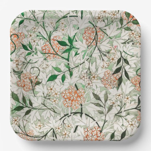 William Morris Jasmine Garden Flower Classic Papieren Bordje (Voorkant)