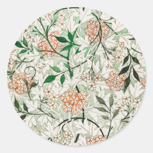 William Morris Jasmine Garden Flower Classic Ronde Sticker (Voorkant)