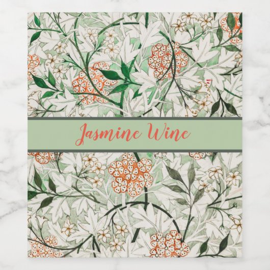 William Morris Jasmine Garden Flower Classic Wijn Etiket (Enkel label)