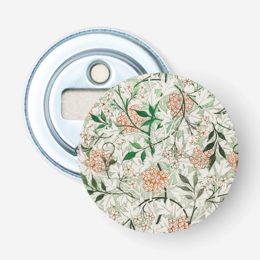William Morris Jasmine Tuin Bloem Klassieker Button Flesopener (Voorkant)