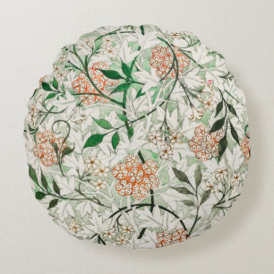 William Morris Jasmine Tuin Bloem Klassieker Rond Kussen