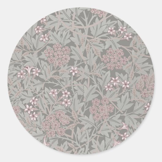 William Morris Jasminebloem Patroon Ronde Sticker (Voorkant)