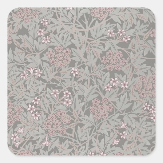 William Morris Jasminebloempatroon Vierkante Sticker (Voorkant)