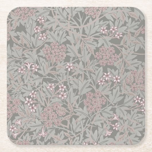William Morris Jasmines Bloempatroon Kartonnen Onderzetters (Voorkant)