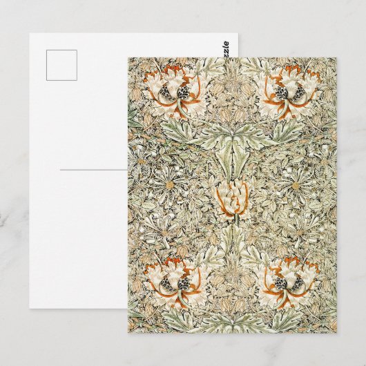 William Morris Kamperfoelie Bloem Behang Briefkaart (Voorkant / Achterkant)