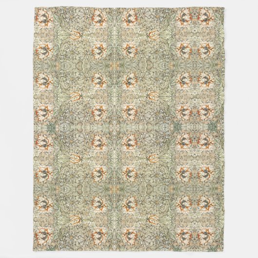 William Morris Kamperfoelie Bloem Behang Fleece Deken (Voorkant)