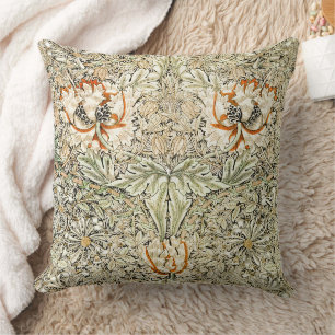 William Morris Kamperfoelie Bloem Behang Kussen