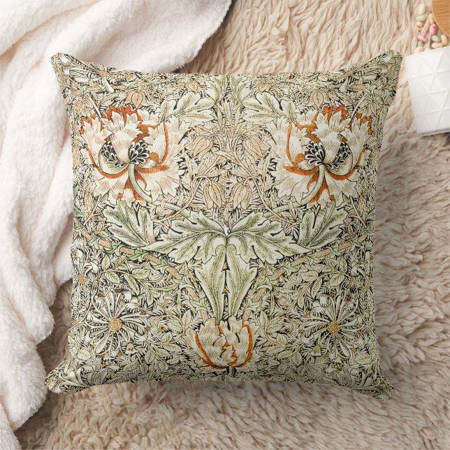 William Morris Kamperfoelie Bloem Behang Kussen (Deken)