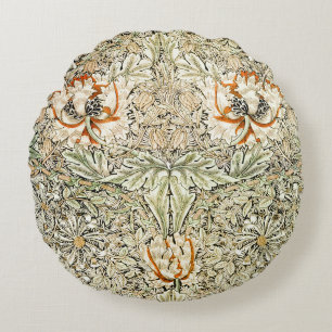 William Morris Kamperfoelie Bloem Behang Rond Kussen
