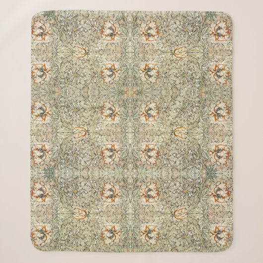 William Morris Kamperfoelie Bloem Behang Sherpa Deken (Voorkant)