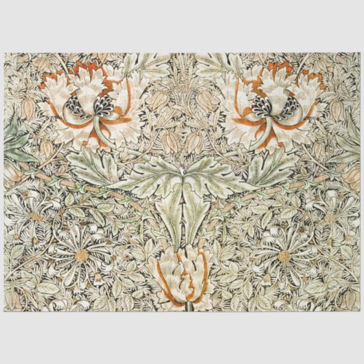 William Morris Kamperfoelie Bloem Behang Tissuepapier (Voorkant)
