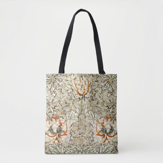 William Morris Kamperfoelie Bloem Behang Tote Bag (Voorkant)