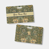 William Morris Kamperfoelie Groene Bloem Badge (Voor- en achterkant)