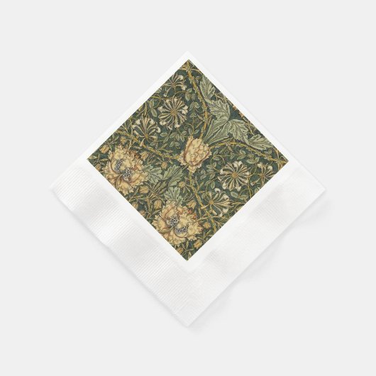 William Morris Kamperfoelie Groene Bloem Servet (Hoek)