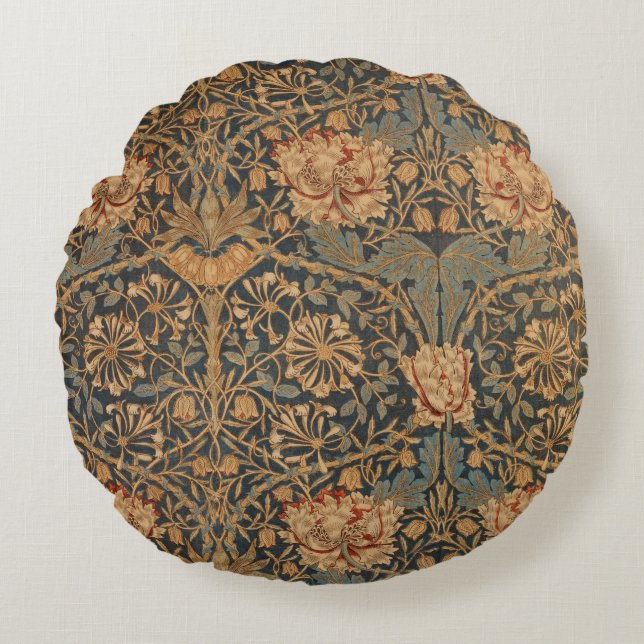 William Morris Kamperfoelie Rijk Behang Rond Kussen (Voorkant)