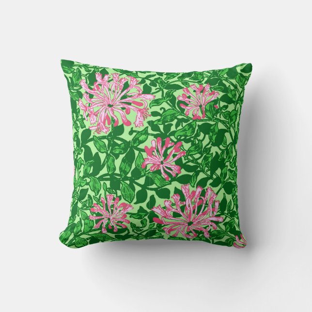 William Morris Kamperfoelie, Roze en Groen Kussen (Voorkant)