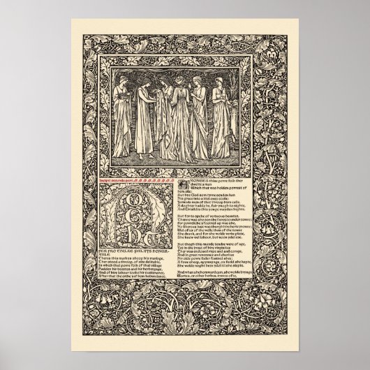 William Morris Kelmscott Press Chaucer Page Poster (Voorkant)