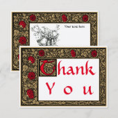  William Morris Kelmscott Press Floral Roos Bedankkaart (Voorkant / Achterkant)