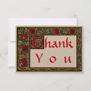 William Morris Kelmscott Press Floral Roos Bedankkaart