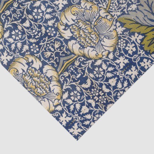 William Morris Kennet Blauw Wit Bloemen Decoupage Tissuepapier (Detail)